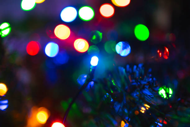 Defocused colorful lights with round bokeh ball color patterns.