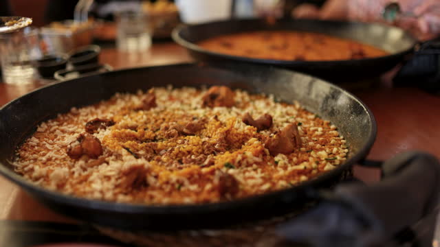 Closeup of delicious paella for the whole family.