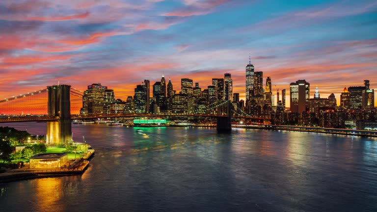 Day to night time lapse of New York City skyline