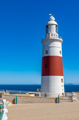 Europa Point Lighthouse was built by Trinity House in 1841 at the southernmost point of Gibraltar, the gateway between the Atlantic and the Mediterranean