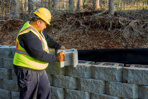 istock As the contractor was installing a newly constructed large block retaining wall in the construction site, he observed the wall being installed 1449102279