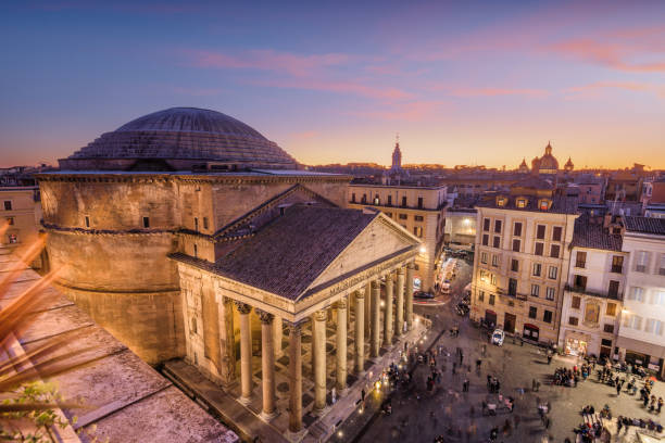 пантеон в риме, италия - architecture italian culture pantheon rome church стоковые фото и изображения