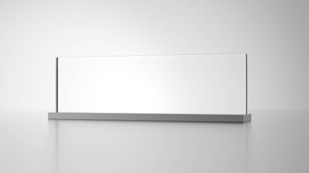 istock Glass nameplate isolated on gray background. Name plate. Blank. Empty. 1449104368