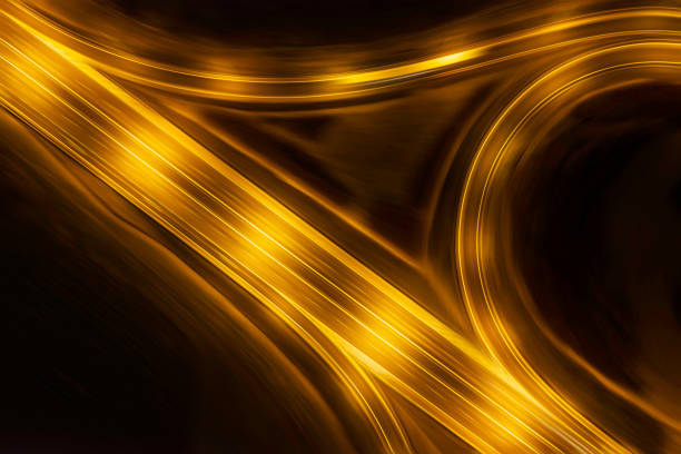 abstract blurred background of highway road interchange at night (aerial)