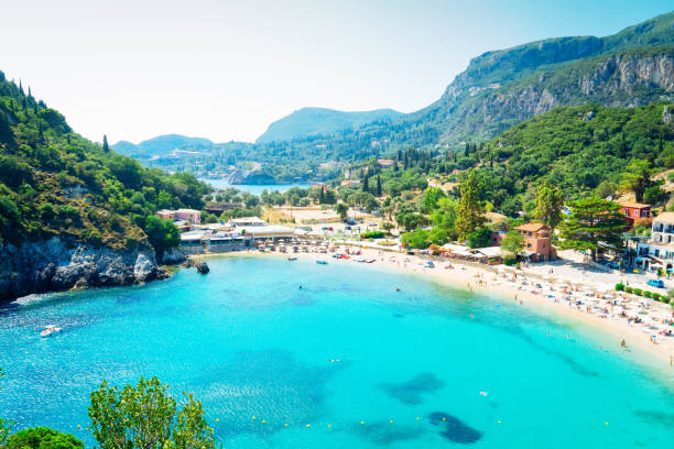 istock Paleokastritsa beach on Korfu, Greece 1449111013