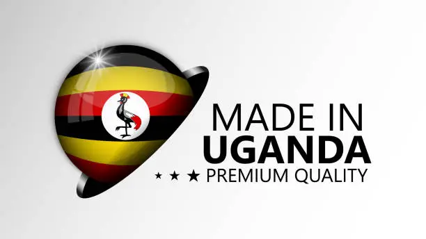 Vector illustration of Made in Uganda graphic and label.