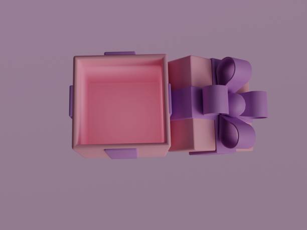 istock Colorful empty gift box. New year illustration. Birthday surprise. Greeting card template. 3d illustration. Abstract creative design background. Open package. Holiday wedding. 1449123015