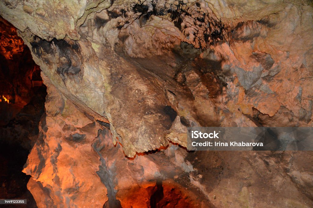 dark cave with rocky wall isolated, close-up Animal Stock Photo