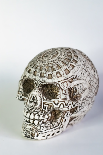 mayan calendar skull in a bone