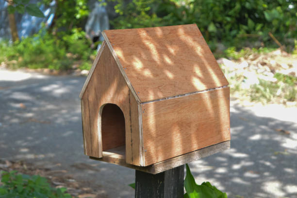 istock Wooden mail box at the roadside. Classic design. 1449126205