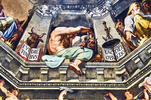 The grandiose trompe l'oeil ceiling of Sant'Ignazio of Loyola Church in Rome, painted by Andrea Pozzo after 1685.