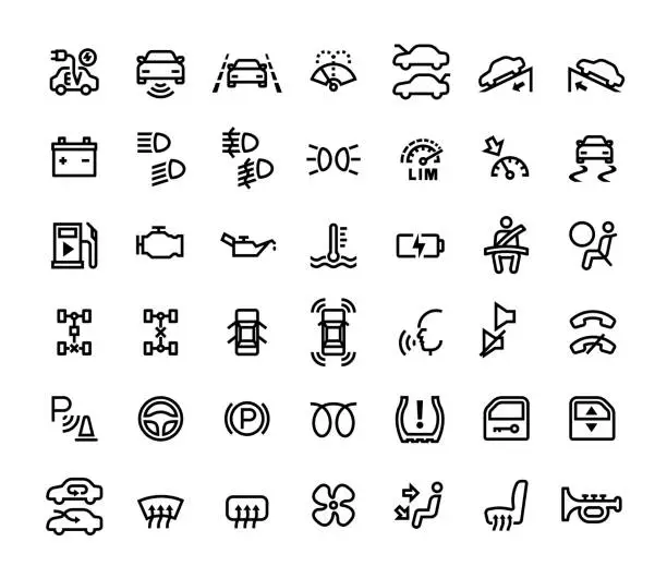 Vector illustration of Car dashboard icons