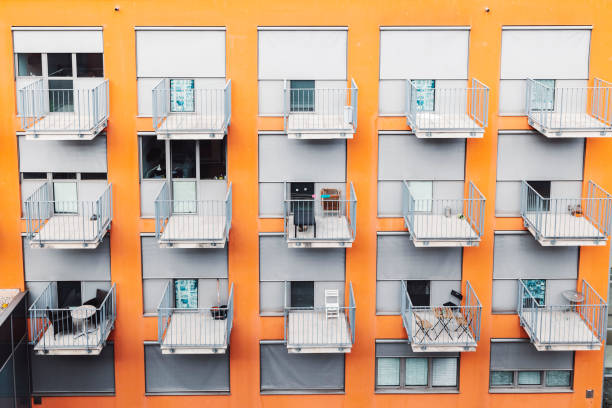 Residential Building Windows Illuminated at Night