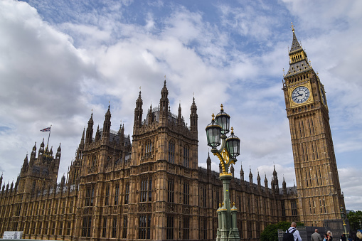 London, UK -  July 6 2022: daytime view of Houses of Parliament and Big Ben.