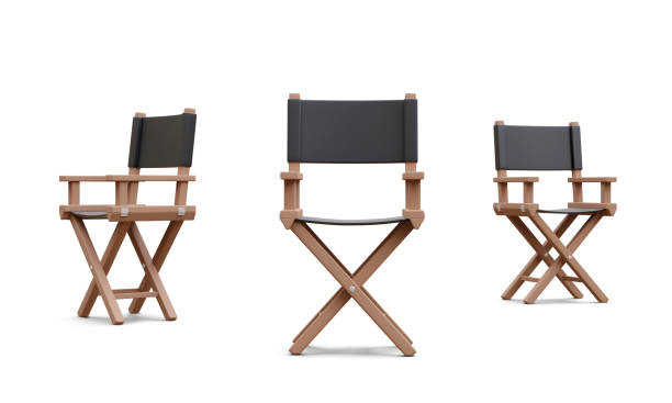istock Set of 3d realistic director chair isolated on white background. Vector illustration 1449131445