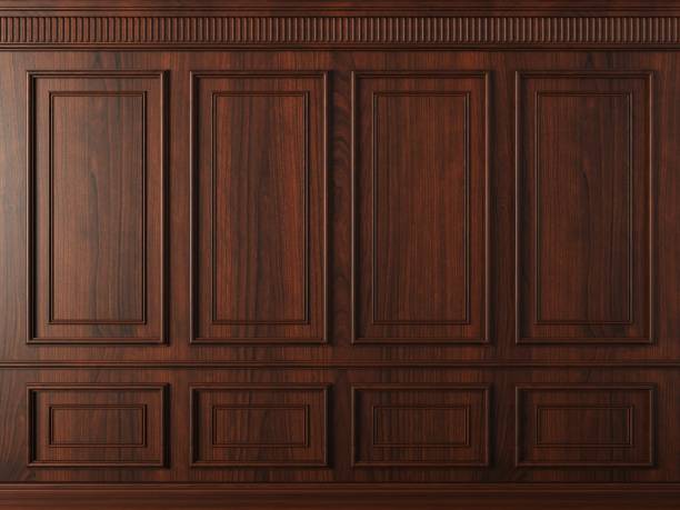 istock Classic wall with vintage brown wood panels 1449136387