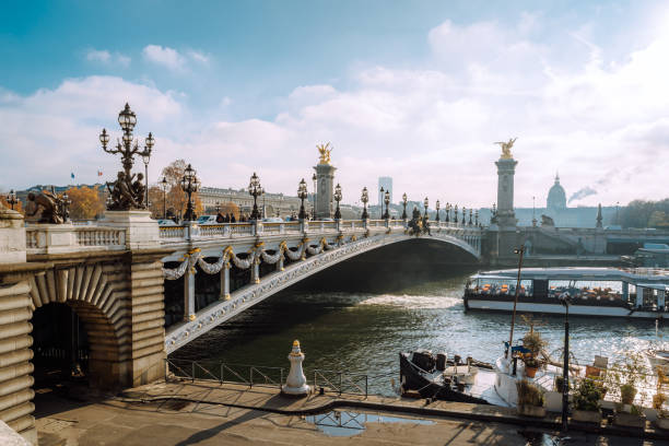 alexandre iii brücke in paris, frankreich - romantic scene fotos stock-fotos und bilder