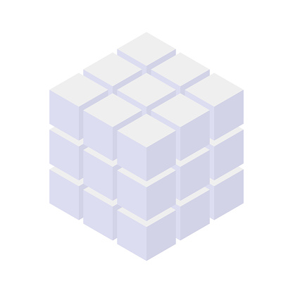 Three-dimensional cube icon. Editable vector.