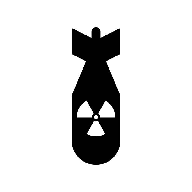 ilustrações, clipart, desenhos animados e ícones de ícone da silhueta da bomba nuclear. arma nuclear. bomba atômica. vetor. - bomb