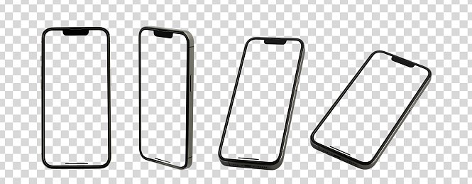 Black and white smartphones templates isolated on white