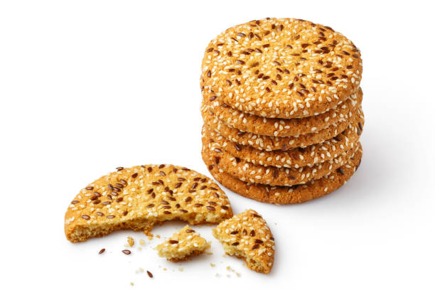 deliciosos biscoitos de aveia em branco - cookie sugar oatmeal isolated - fotografias e filmes do acervo