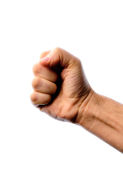 istock Clenched fist on a white background. 1449144850