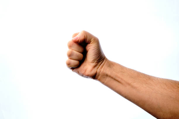 istock Clenched fist on a white background. 1449144889