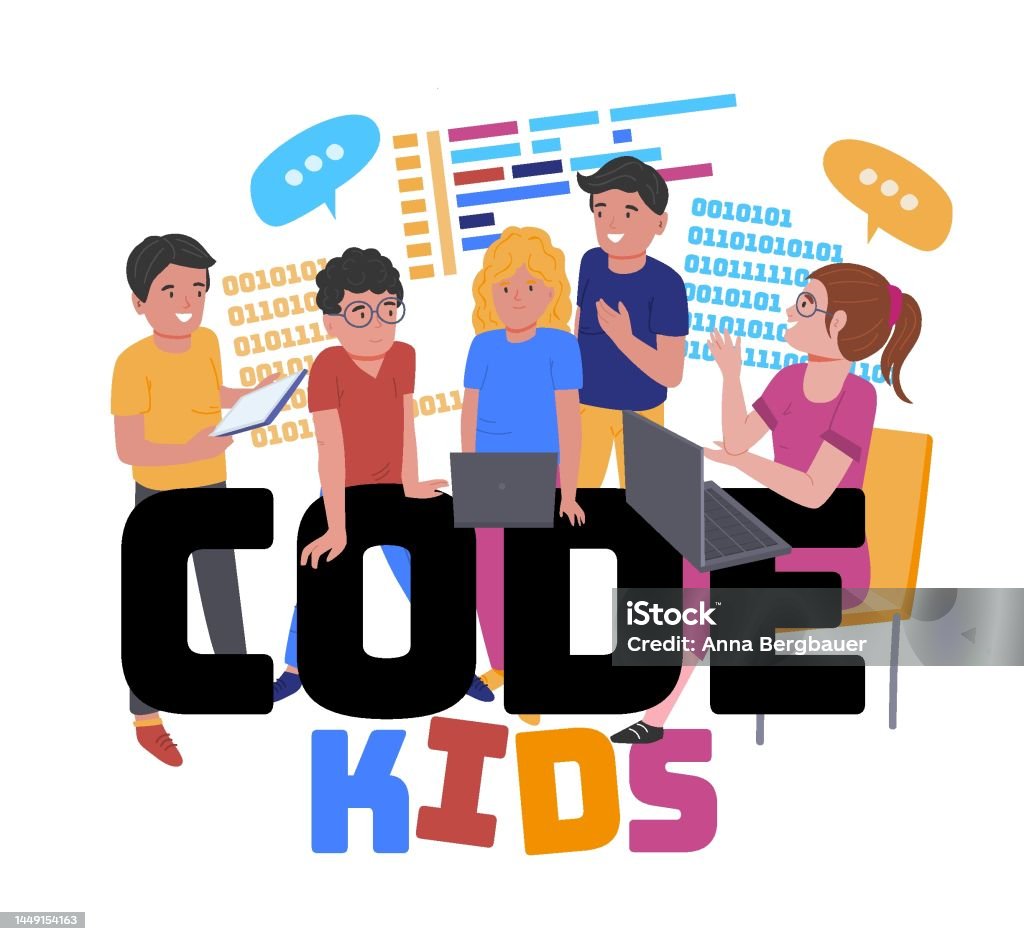 Children Coding School Teamwork During Informatics Lesson Stock ...