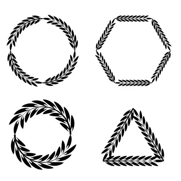 Vector illustration of Wreaths geometric shapes. Circular frame. Invitation card design. Vector illustration. stock image.