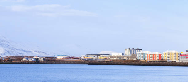 istock Coastal panoramic landscape with modern houses. Iceland 1449155930