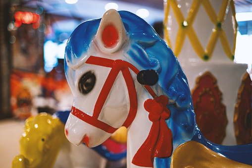 Colorful holiday carousel horse.