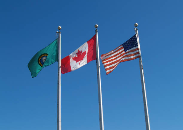 istock United States Canada And Washington State Flag Blue sky 1449172391
