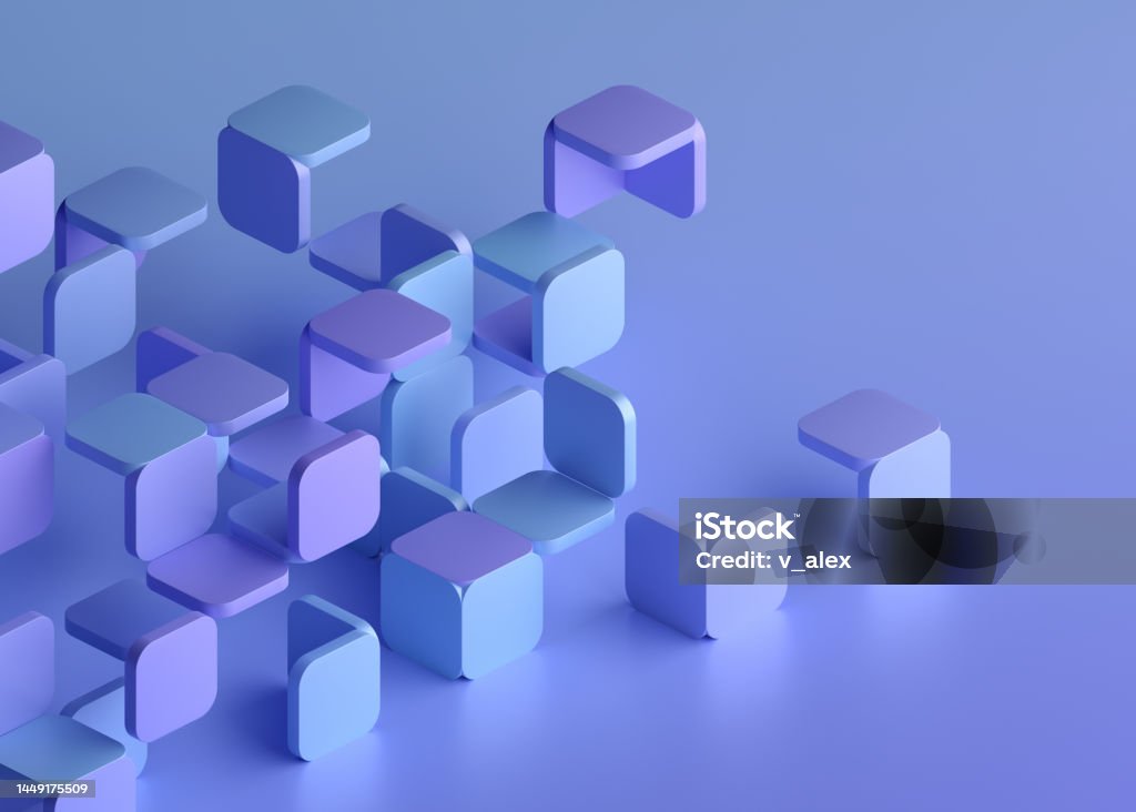 Abstract 3D Render Abstract 3d render, purple and blue geometric design Abstract Stock Photo