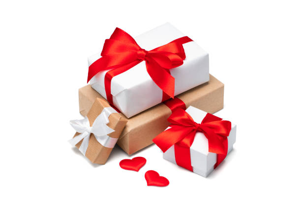 istock Close up composition of various gift boxes isolated on white background 1449177785
