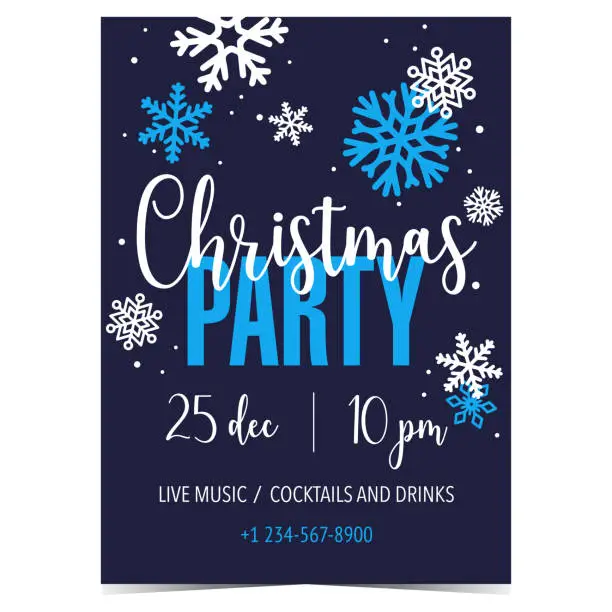 Vector illustration of Christmas party invitation postcard.