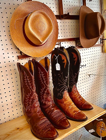 A cowboy Western store featuring the ideal for the cowboy at home, hand crafted boots and hats. The ideal Christmas gift for your rodeo star