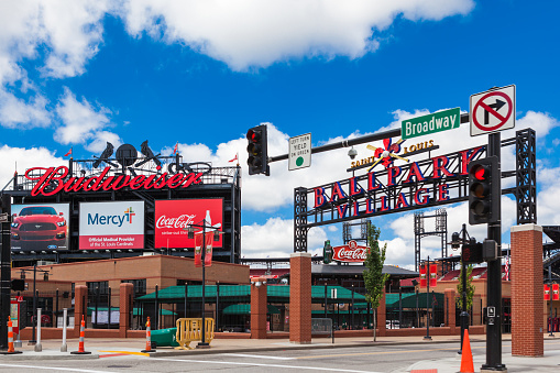 Chicago, IL, USA - SEPTEMBER 17, 2020: The exterior Major League Baseball's Chicago Cubs' Wrigley Field stadium in the Wrigleyville neighborhood of Chicago.