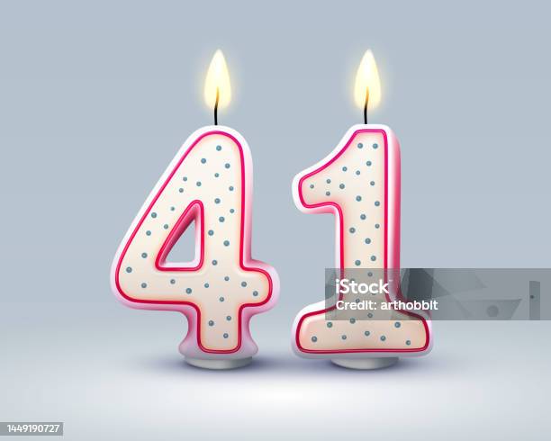 Selamat Ulang Tahun 41 Tahun Ulang Tahun Lilin Dalam Bentuk Angka Vektor Ilustrasi Stok - Unduh Gambar Sekarang