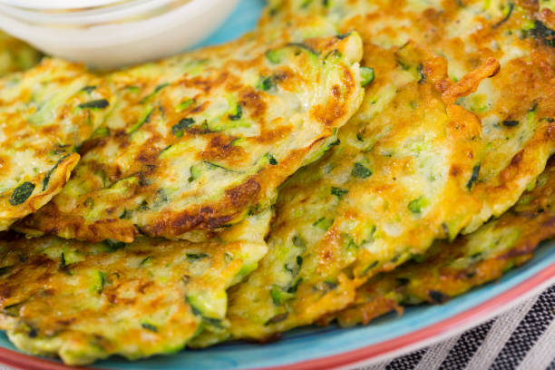 istock Zucchini fritters with cashew cream 1449191142