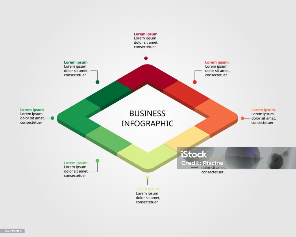 Square Chart Template For Infographic For Presentation For 8 Element