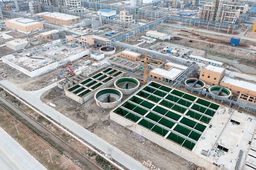 Aerial photography of the construction site of a chemical plant