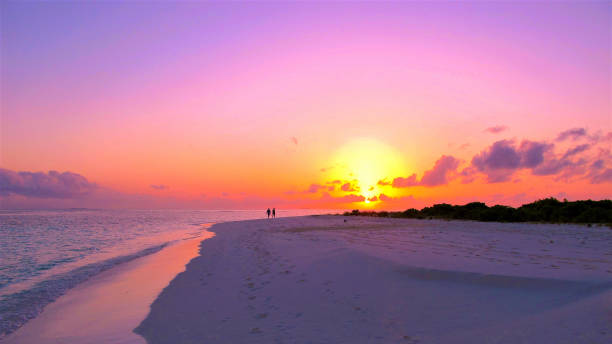 istock Orange and purple sunset on a tropical island 1449214337