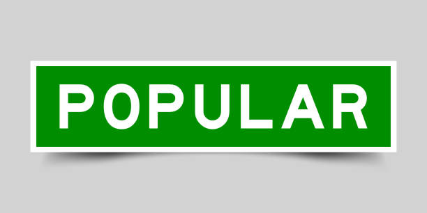 quadratisches etikettenbanner mit beliebtem wort in grüner farbe auf grauem hintergrund - reputed stock-grafiken, -clipart, -cartoons und -symbole