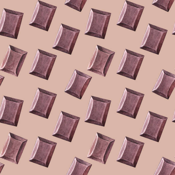 istock Seamless pattern watercolor bitter chocolate on brown background. Hand-drawn dessert for kitchen or cookbook. Ingredient cocoa for cooking sweet food or drink beverage. Art for wrapping and wallpaper 1449228764
