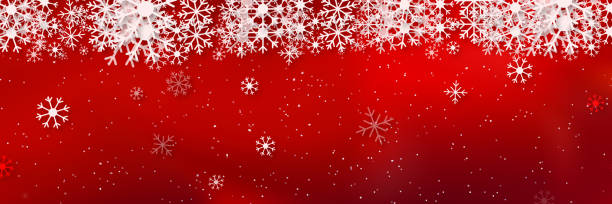 illustrations, cliparts, dessins animés et icônes de noël et bonne année avec flocons de neige sur fond rouge - winter backgrounds focus on foreground white
