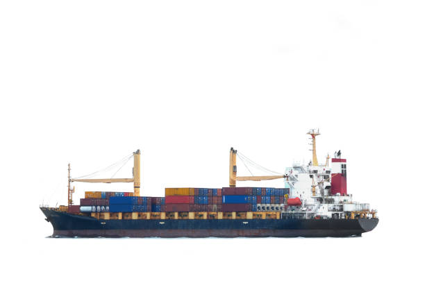 istock Cargo ships, containers, international shipping, export, import, business, logistics, on white background. 1449236098