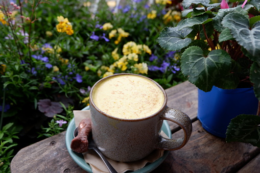 a cup of turmeric coffee will warmer your day and increase your mood.