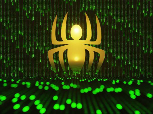 sécurité araignée attaque de pirate informatique et virus de l’ordinateur - spider web computer network internet communication photos et images de collection