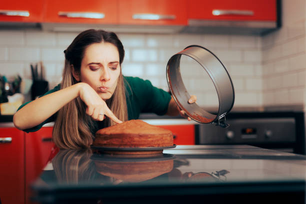Perfectionist cook feeling disappointed with her sponge cake