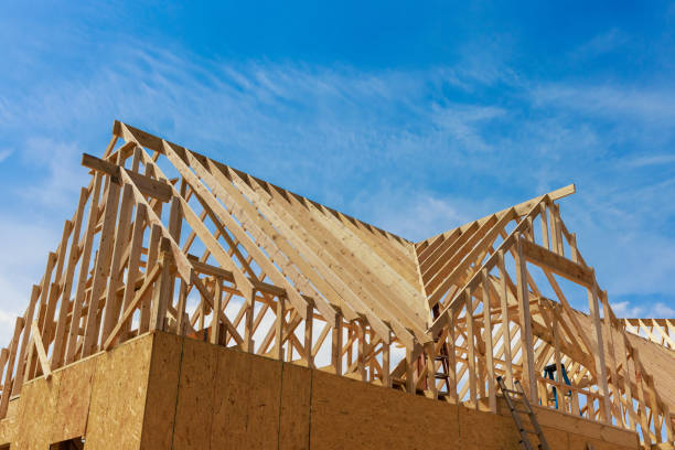 istock In the process of constructing house, beams are being framed. 1449239538